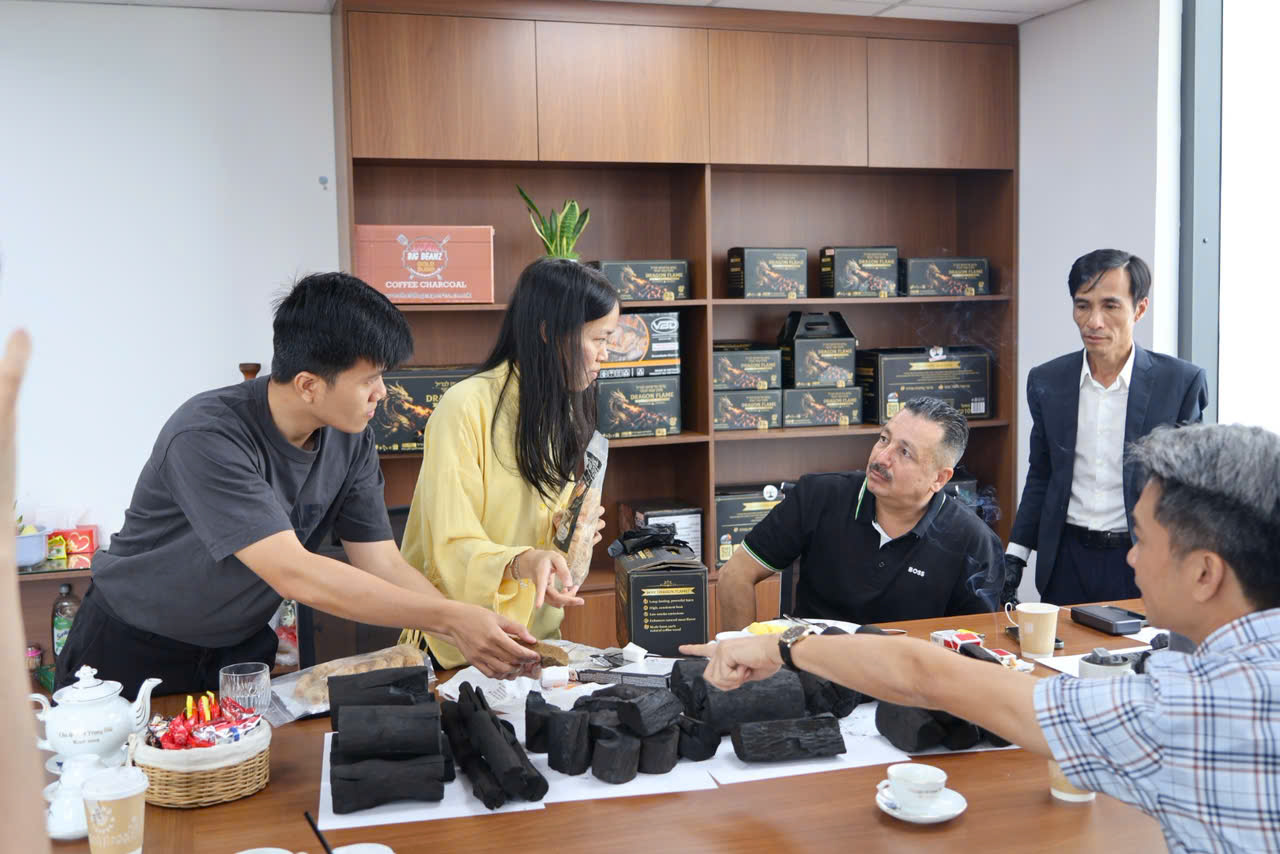 Welcoming Our Jordanian Partner to Vietnam – From Business Discussions to Charcoal Quality Inspection